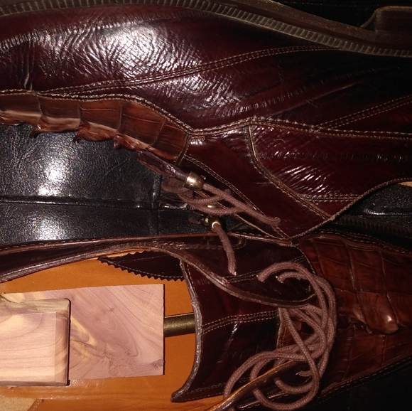 12 hornback crocodile and eel skin leather oxfords - Picture 6 of 7